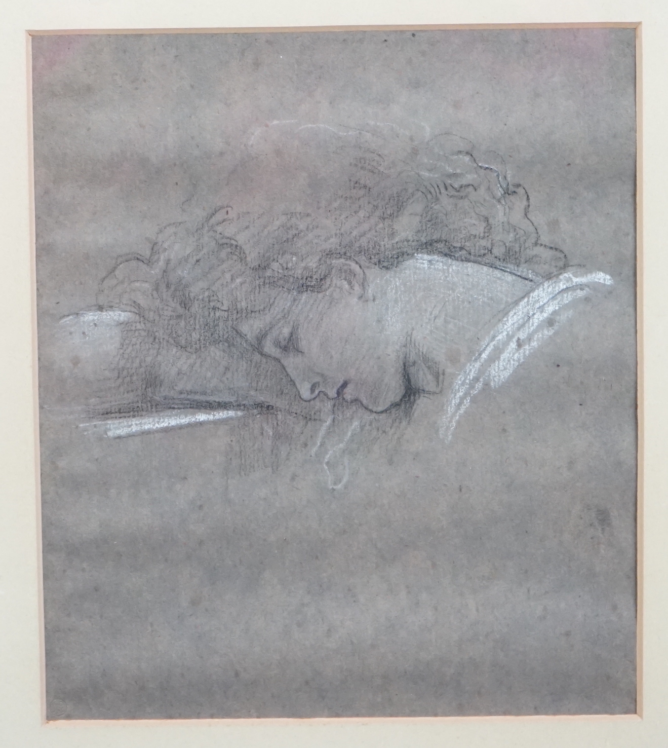 Lord Frederic Leighton PRA (British, 1830-1896), Study for Lachrymae, charcoal and chalk on grey paper, 26.5 x 23cm